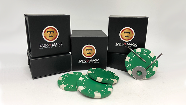 Ficha de Poker Magnética Verde más 3 fichas regulares (PK003G) de Tango Magic - Truco