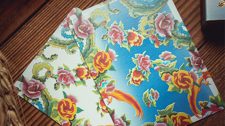 Naipes Phoenix y Peonía (Azul) de Bacon Playing Card Company