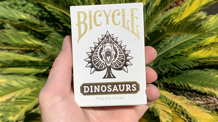 Juego de cartas de dinosaurio de bicicleta dorada