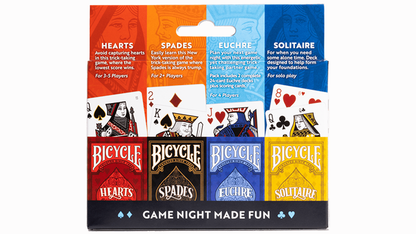 Paquete de 4 juegos Bicycle (Euchre, Spades, Hearts y Solitaire) de US Playing Card