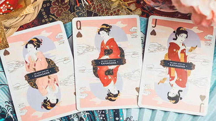 The Great Wave off Kanagawa V3 (Autumn Maple / Peachy Pink) Playing Cards