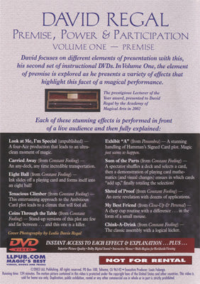 Premisa Poder y participación vol. 1 por David Regal y L &amp; L Publishing - DVD